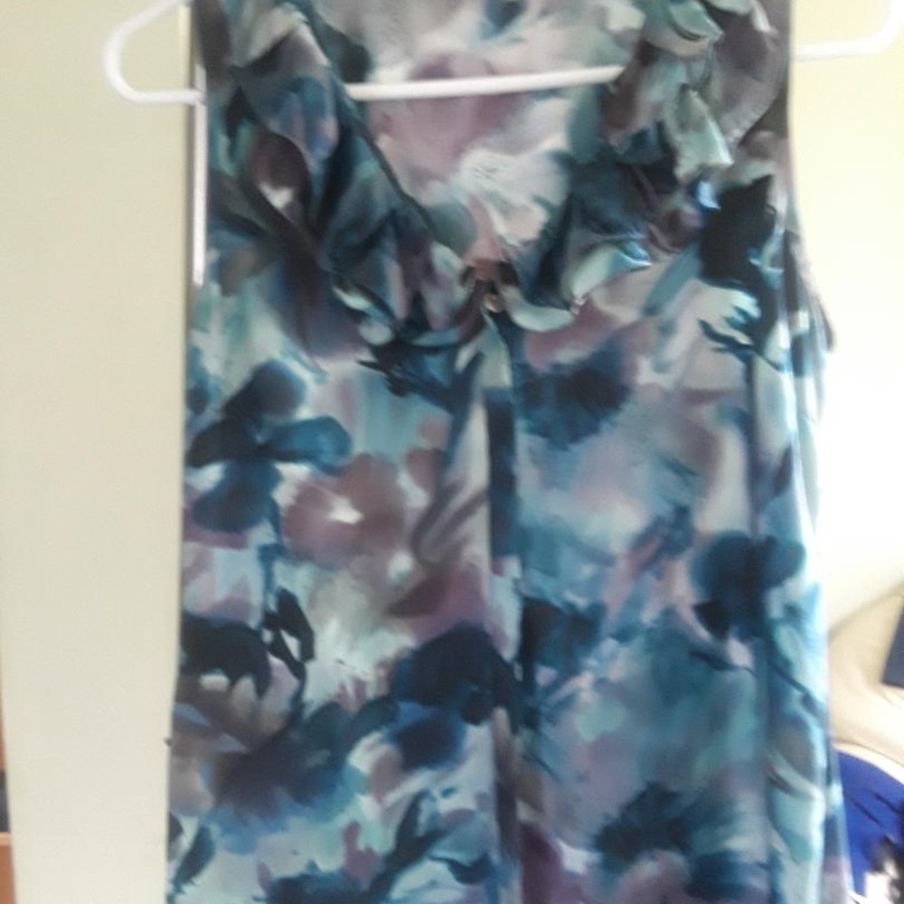 Ann Taylor flower print Ruffle silk blouse 4P